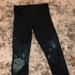 black fabletics leggings with mesh detailing